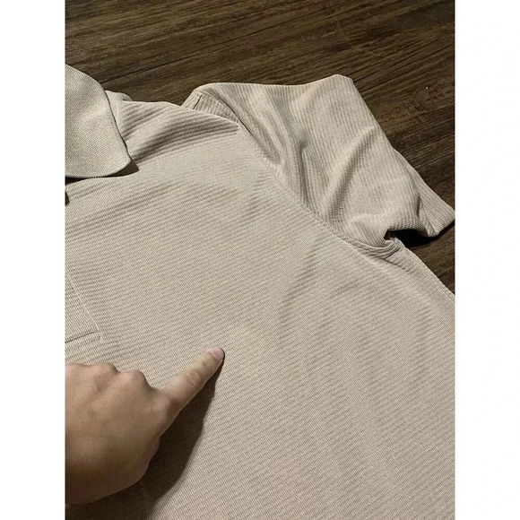 Bugatchi Uomo Tan Short Sleeve Knitted Collard Shirt Size large - Picture 5 of 8